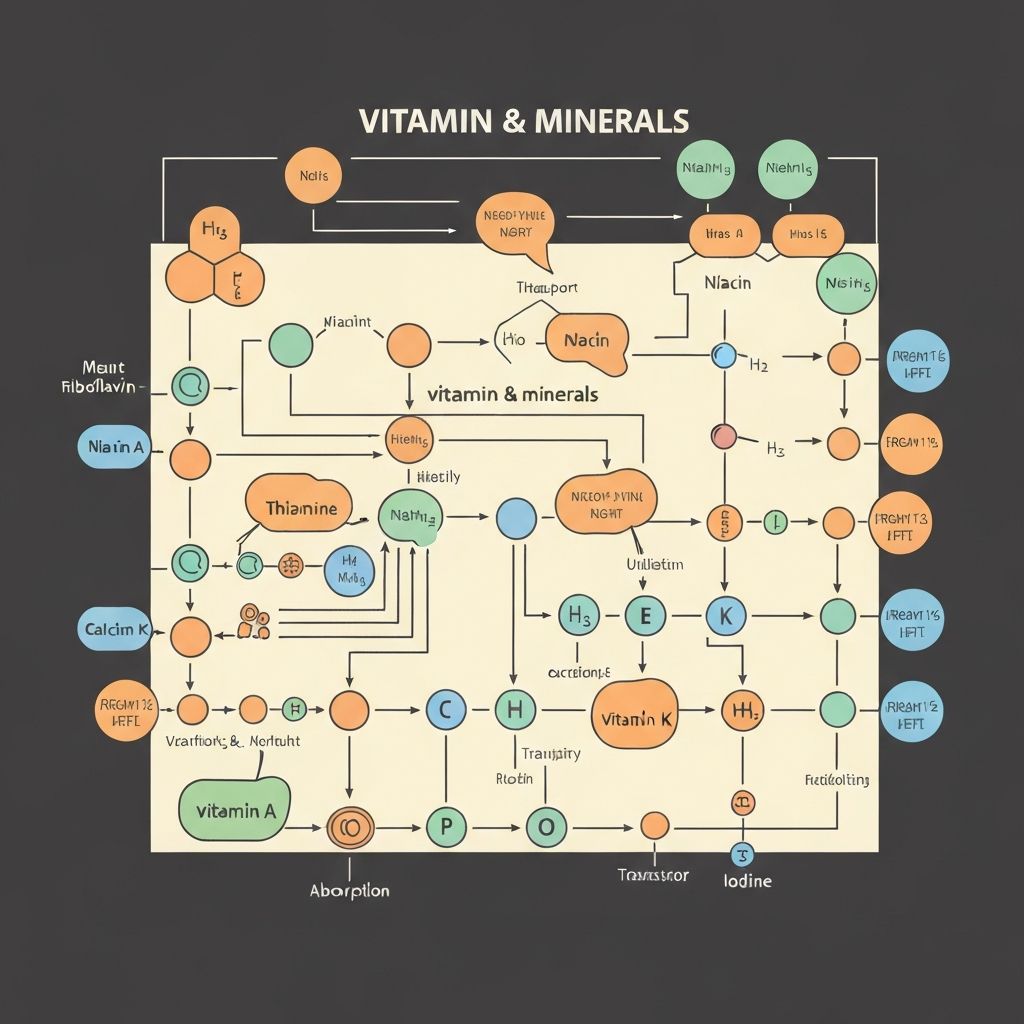 Schematy szlaków metabolicznych witamin i minerałów w organizmie